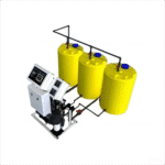 Smart fertigation system by Haishun showing main control unit, dosing pump, and nutrient tanks for precise irrigation and fertilizer management in modern greenhouses and open-field farms.