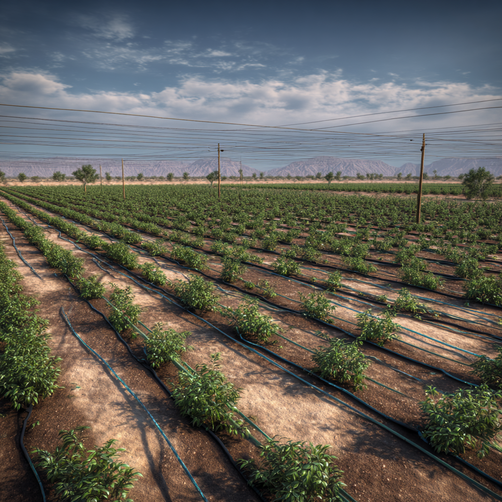 Desert Farm with Drip Tape Irrigation