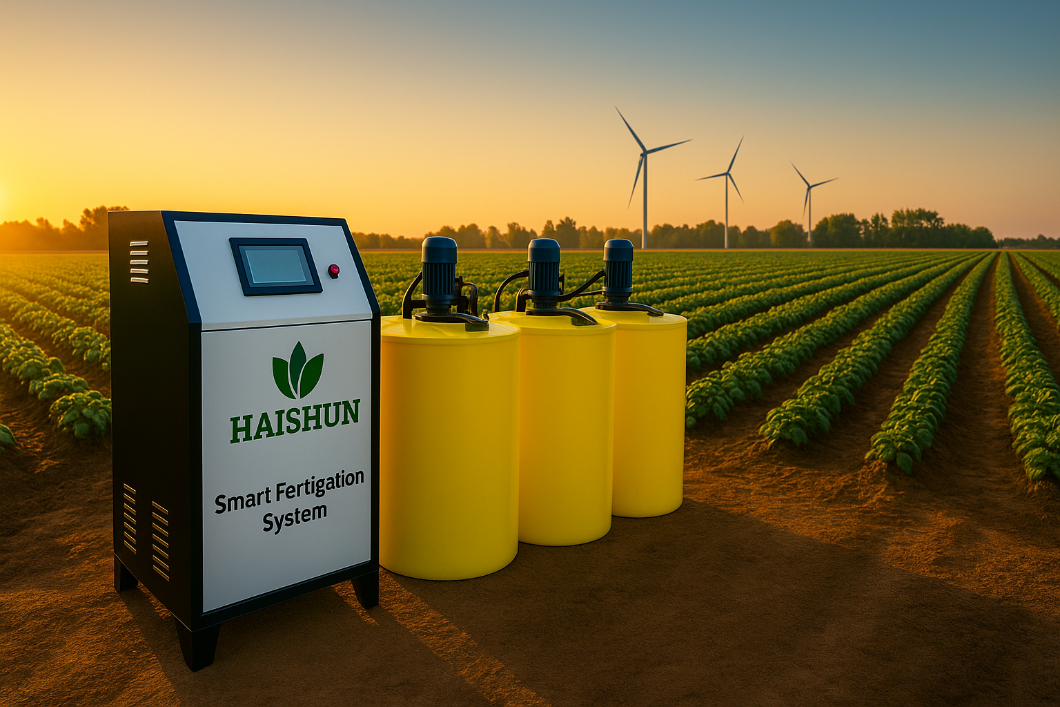 Haishun Smart Fertigation System equipment on farm field