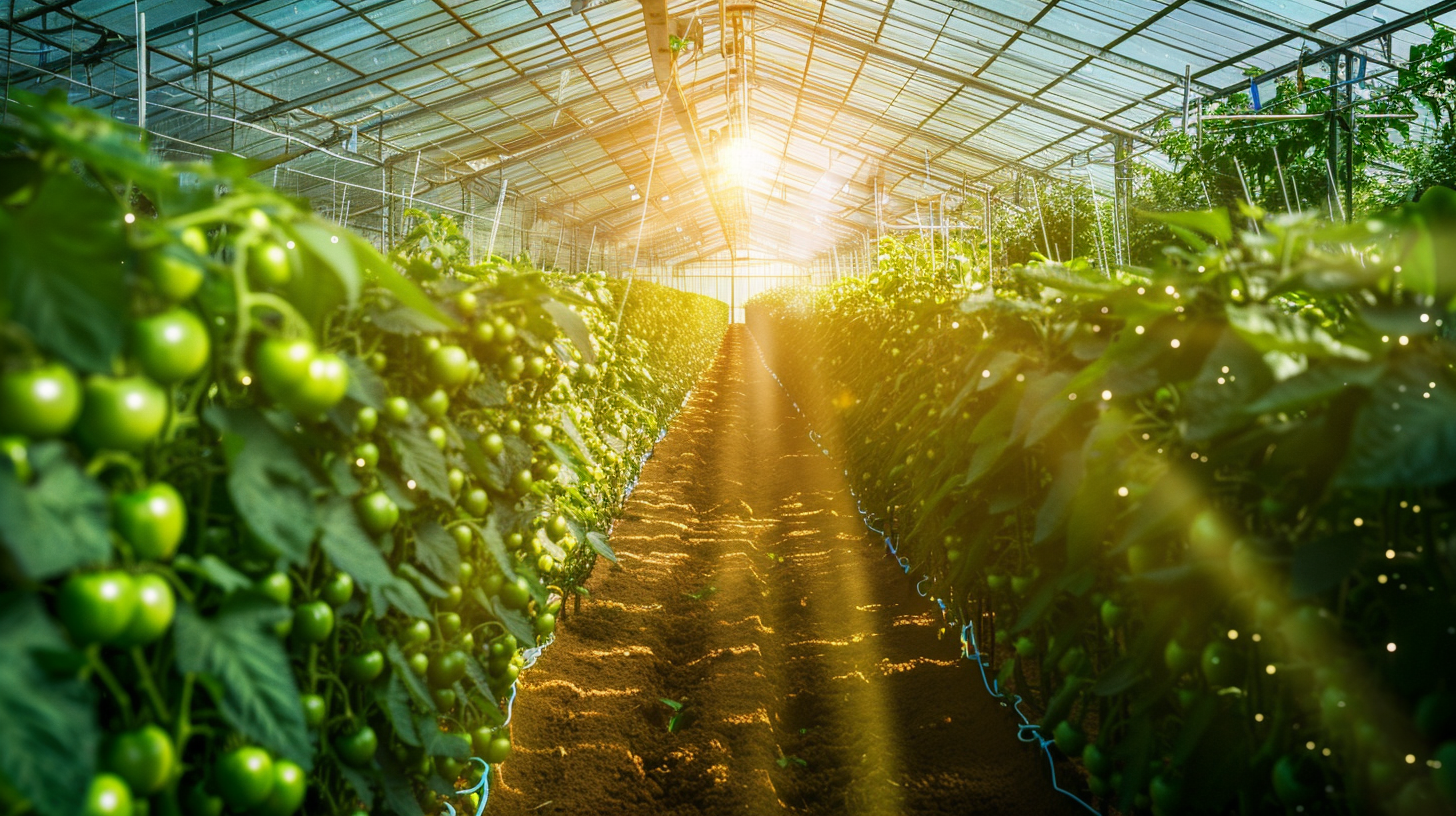 Drip fertigation greenhouse crops with smart dosing and pH/EC monitoring in a modern greenhouse