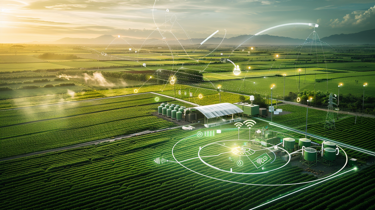 Smart fertigation system demo on a modern farm with precise irrigation and nutrient control