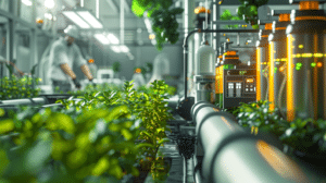 Smart fertigation system installation by Haishun: technician commissioning dosing pumps, EC/pH sensors and irrigation manifold