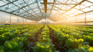 smart fertigation systems in a high-tech greenhouse using sensors and precision irrigation to improve crop efficiency
