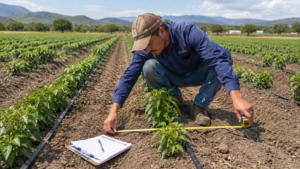 drip tape per hectare field row spacing measurement planning commercial farm